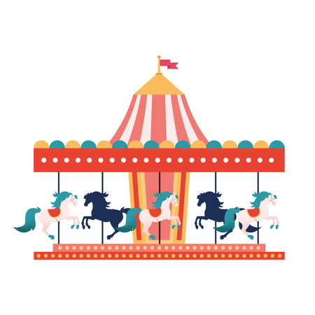 horses carousel amusement game iconのイラスト素材