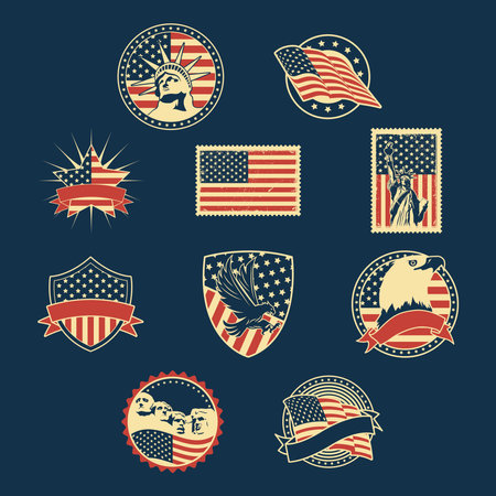 Usa independence set badgesのイラスト素材