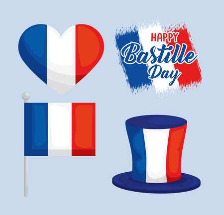 Happy bastille day symbol setのイラスト素材