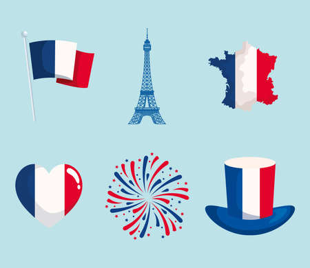 Happy bastille day icon collectionのイラスト素材
