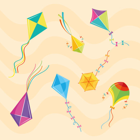 kites on orange backgroundのイラスト素材