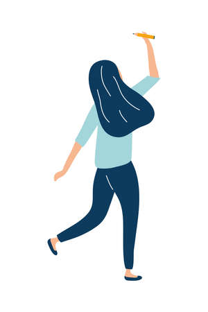 woman dancing back character iconのイラスト素材