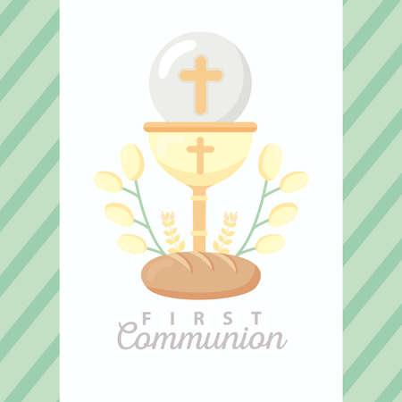 first communion invitation with chaliceのイラスト素材