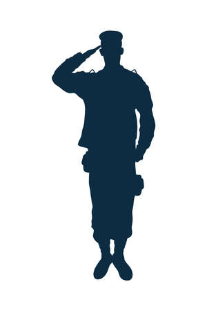 Soldier silhouette on white backgroundのイラスト素材