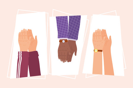 hands clapping icon set in framesのイラスト素材