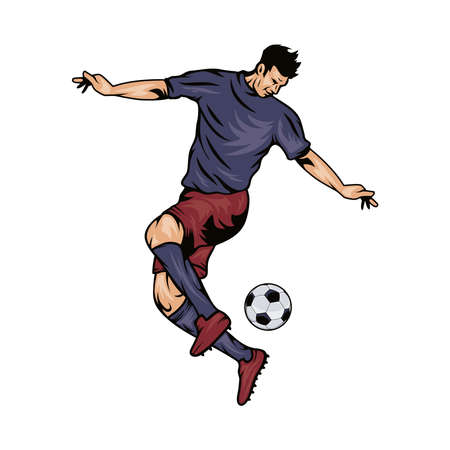 soccer sport player character playingのイラスト素材