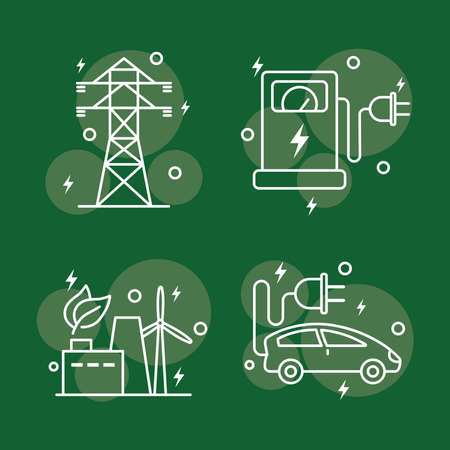four energy alternatives set iconsのイラスト素材