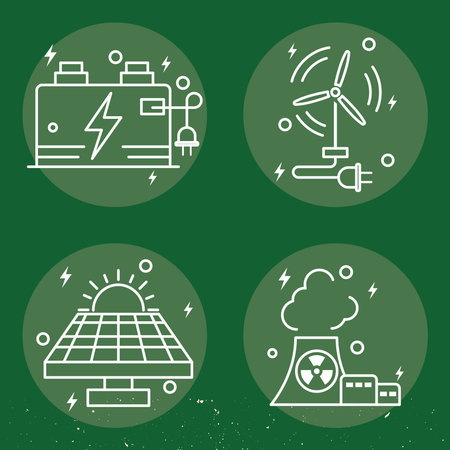 energy alternatives four set iconsのイラスト素材