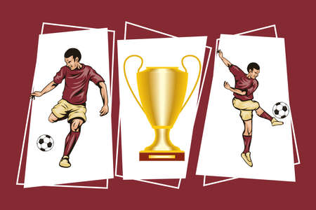soccer sport set three iconsのイラスト素材