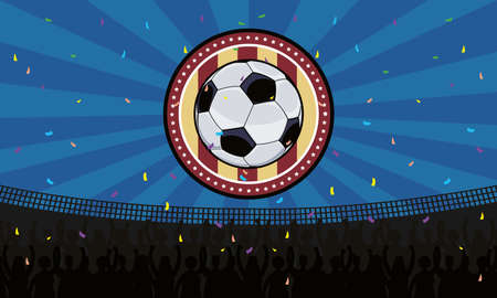 soccer stadium poster with ballのイラスト素材