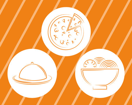 restaurant and food symbol set in circlesのイラスト素材