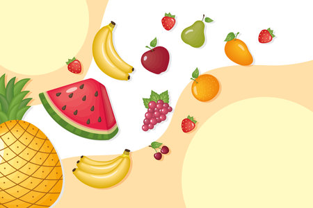 healthy organic fruits icon group