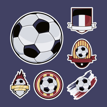 six soccer sport set iconsのイラスト素材