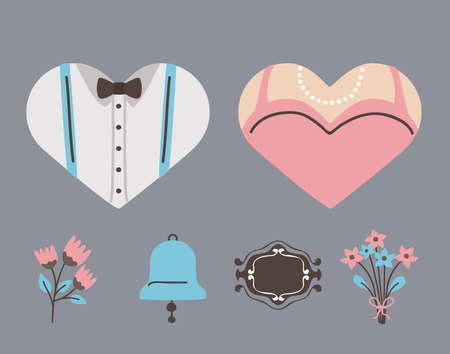 Wedding marriage and love symbol setのイラスト素材