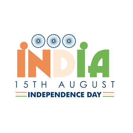 india 15th august independence day banner on white backgroundのイラスト素材