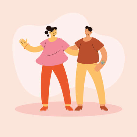 Couple of woman and man with raksha bandhan wristbandのイラスト素材