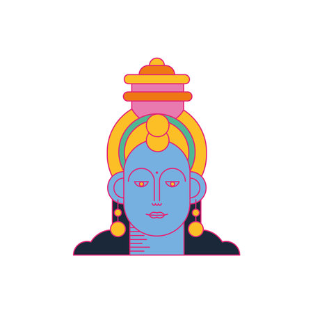 Indian krishna on white backgroundのイラスト素材