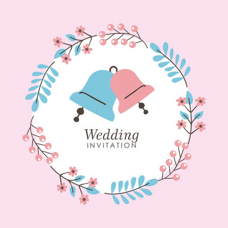 Wedding save the date card with bellsのイラスト素材