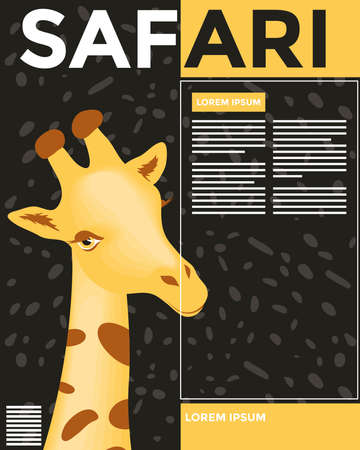 Cute giraffe cartoon on safari bannerのイラスト素材