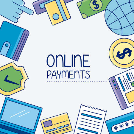 Online payments and money icon groupのイラスト素材