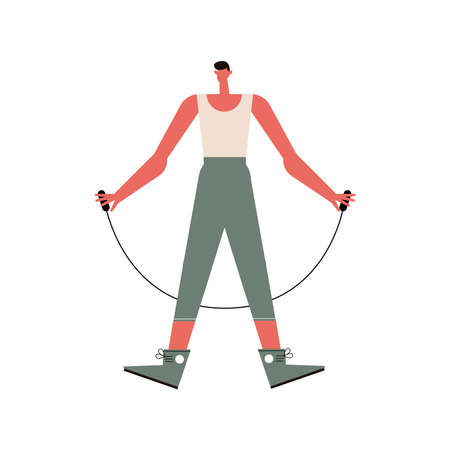 man jumping rope wellness activityのイラスト素材