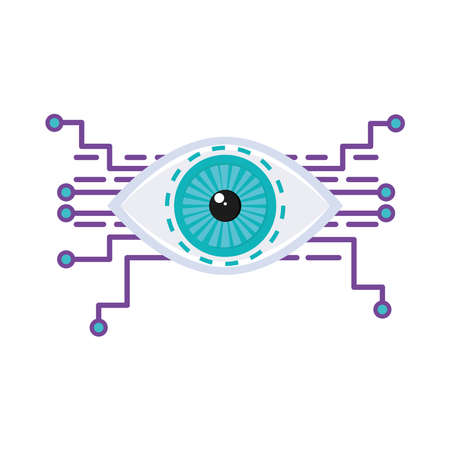 blue eye with circuitのイラスト素材