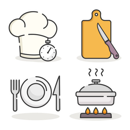Kitchen icon set on white backgroundのイラスト素材