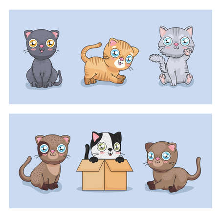 cats cartoons setのイラスト素材