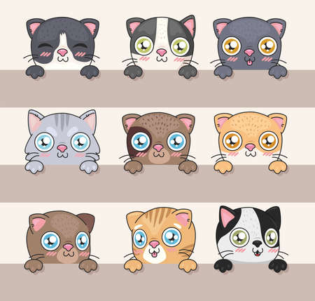 cats faces setのイラスト素材