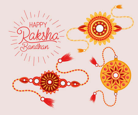 Happy raksha bandhan with wristbands setのイラスト素材