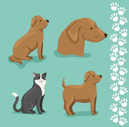 four pets mascots iconのイラスト素材