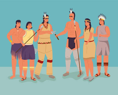 six aborigines scene iconのイラスト素材