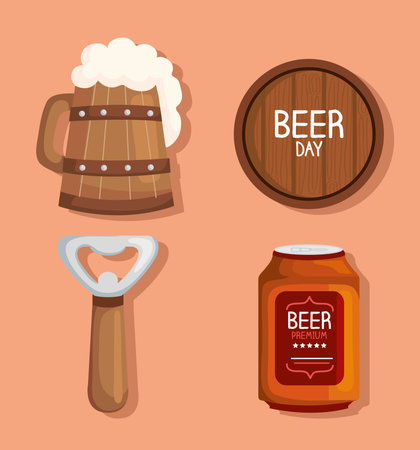 four beers iconsのイラスト素材