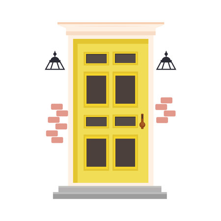 yellow front doorのイラスト素材