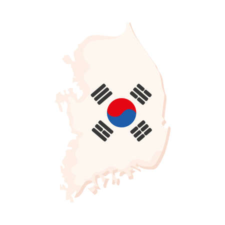 korean flag in mapのイラスト素材