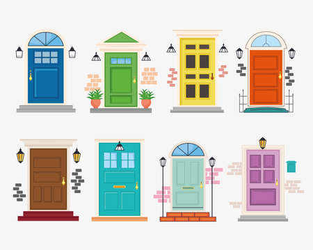 eight front doorsのイラスト素材