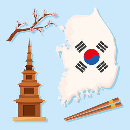 four Korean culture iconsのイラスト素材
