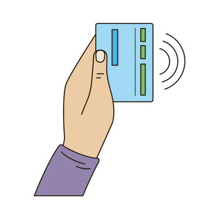 hand with debit card financial deviceのイラスト素材