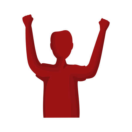 man celebrating red silhouette characterのイラスト素材