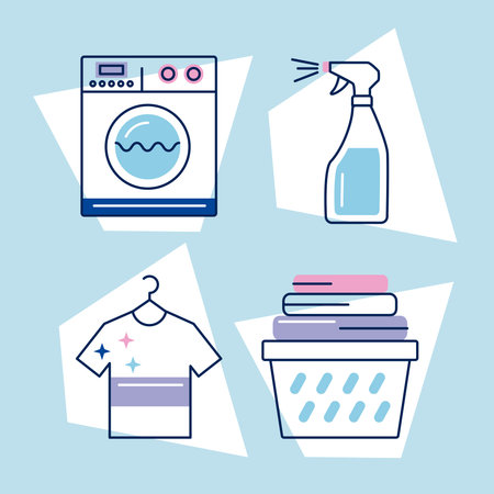 four laundry service set iconsのイラスト素材