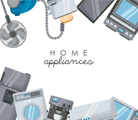 home appliances set icons frameのイラスト素材