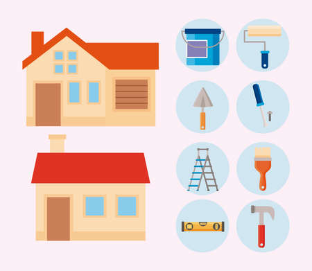 ten home improvement set iconsのイラスト素材