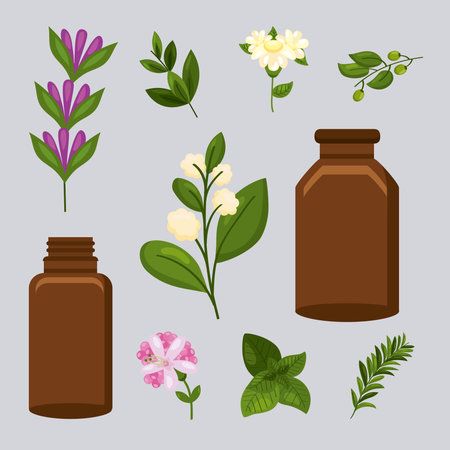 ten essentials set oils iconsのイラスト素材