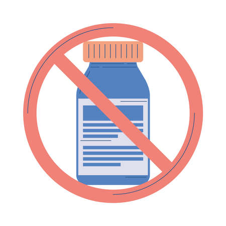 vaccine vial in stop signal iconのイラスト素材