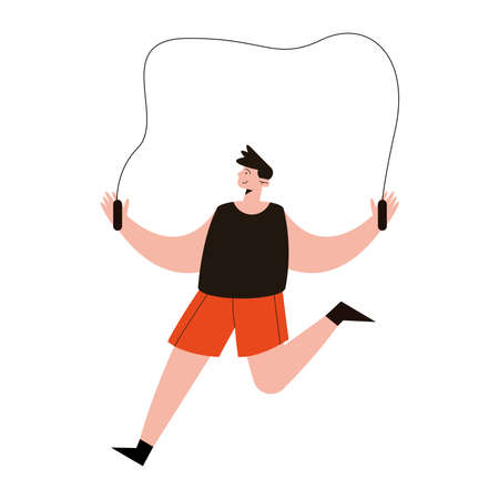 man jumping rope sport characterのイラスト素材