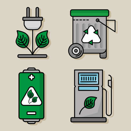 four ecology iconsのイラスト素材