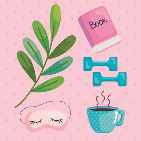 five self care iconsのイラスト素材