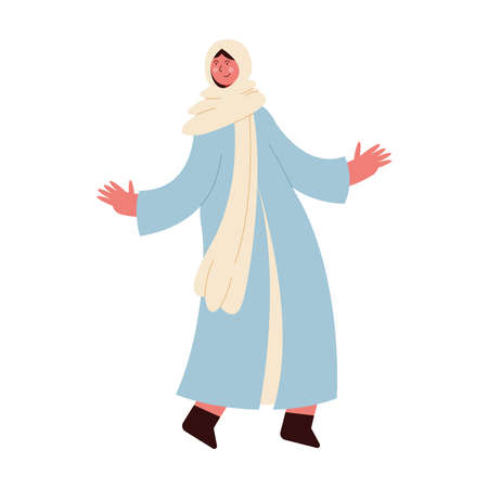 Muslim woman cartoon with traditional clothのイラスト素材