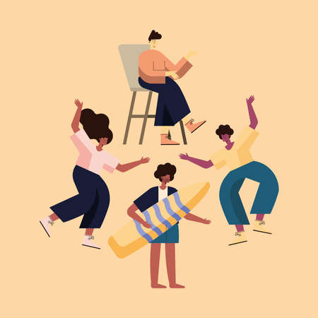 Women and men cartoons icon collectionのイラスト素材