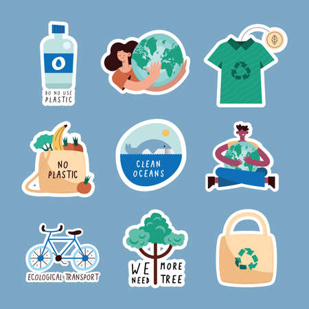 nine green lifestyle set iconsのイラスト素材